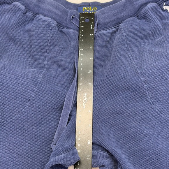 Polo Ralph Lauren Joggers Mens L Navy Blue Waffle Knit Thermal Lounge Pants Pony - Picture 7 of 10